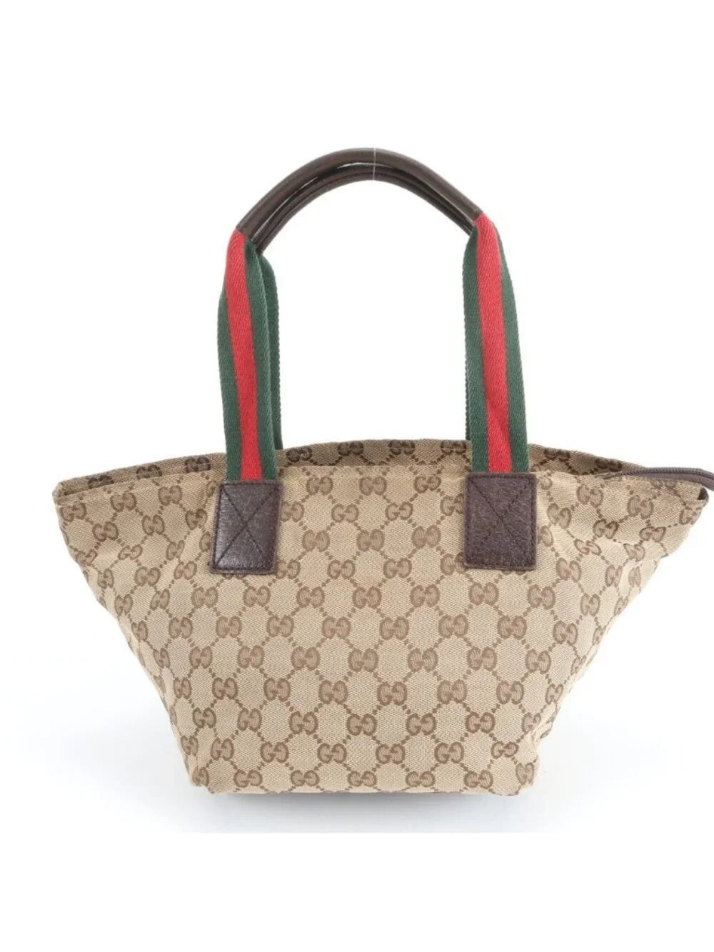 Gucci GG Canvas Sherry Line Leather Tote Shoulder Hand